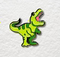Image 1 of Glitter T-Rex Dino Enamel Pin
