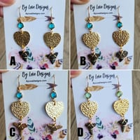 Image 2 of Hearts and Shark Teeth Dangle Earrings