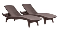 Image 1 of Keter Set of 2 Pacific Sun Lounge Chair Outdoor Chaise Pool Chairs with Resin Rattan Look and Adj...