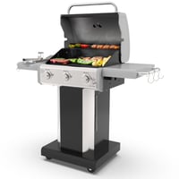 Image 1 of Kenmore 3-Burner Propane BBQ Grill, 30,000 BTUs Gas Grill with Cast Iron Cooking Grates, Folding ...