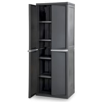 Image 1 of Sterilite 4 Shelf Cabinet, Heavy Duty and Easy to Assemble Plastic Storage Unit, Organize Bins in...