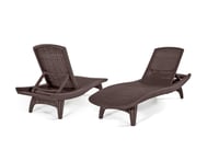 Image 2 of Keter Set of 2 Pacific Sun Lounge Chair Outdoor Chaise Pool Chairs with Resin Rattan Look and Adj...