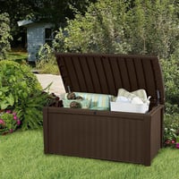 Image 3 of Keter Borneo 110 Gallon Resin Deck Box - Organization and Storage for Patio Furniture, Outdoor Cu...