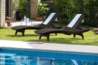 Image 4 of Keter Set of 2 Pacific Sun Lounge Chair Outdoor Chaise Pool Chairs with Resin Rattan Look and Adj...