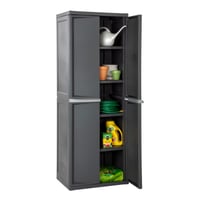 Image 3 of Sterilite 4 Shelf Cabinet, Heavy Duty and Easy to Assemble Plastic Storage Unit, Organize Bins in...