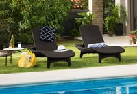 Image 5 of Keter Set of 2 Pacific Sun Lounge Chair Outdoor Chaise Pool Chairs with Resin Rattan Look and Adj...