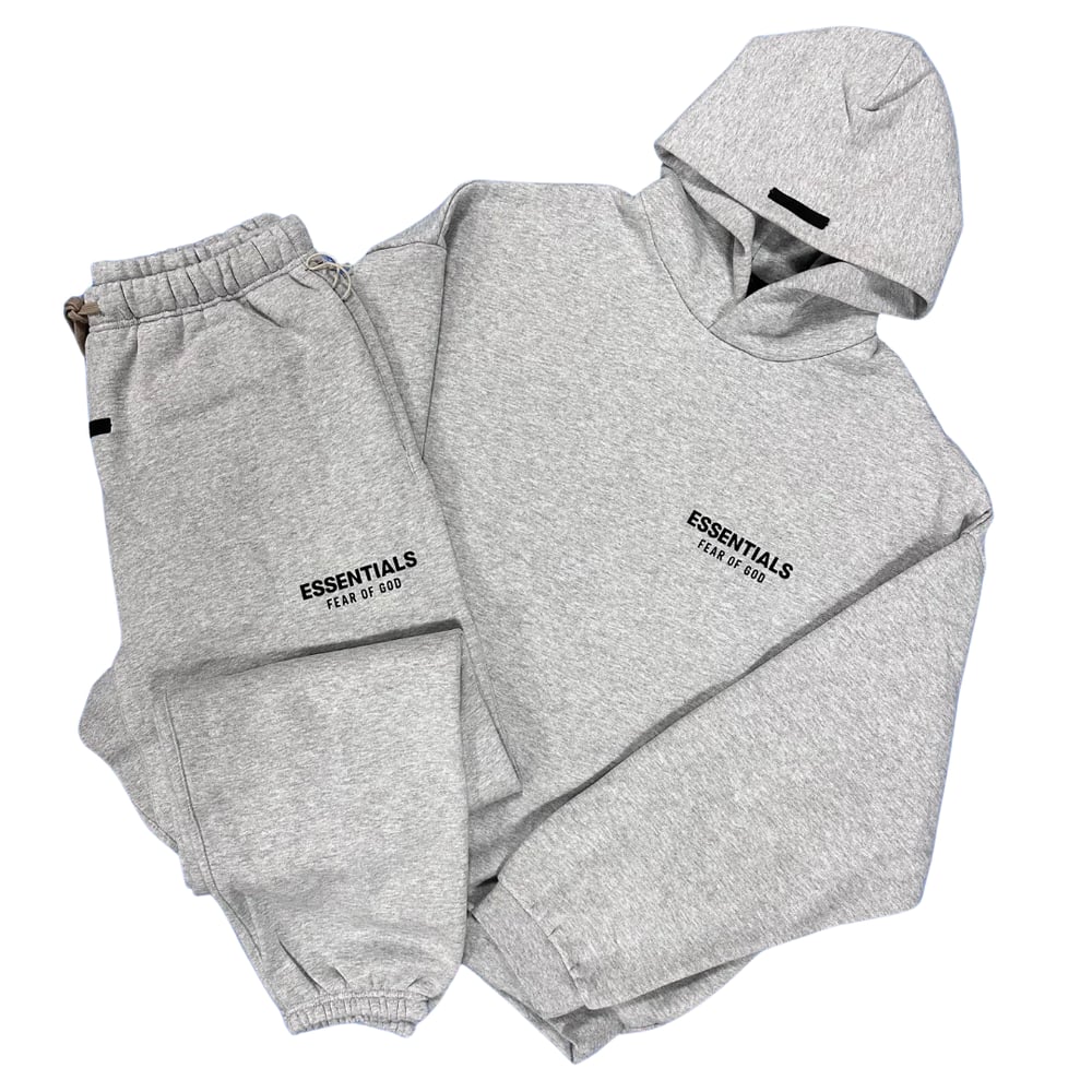 Image of FEAR OF GOD ESSENTIALS LIGHT HEATHER GREY TRACKSUIT