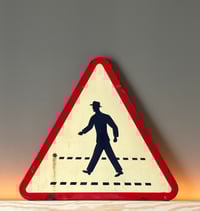 Image 1 of Vintage (1970s) German (Enamel) Pedestrian Crossing Warning Sign