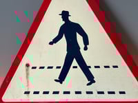 Image 2 of Vintage (1970s) German (Enamel) Pedestrian Crossing Warning Sign