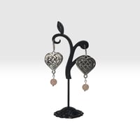 Image 1 of Celtic Heart Knot Earrings with Pink Opal