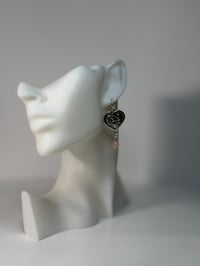 Image 3 of Celtic Heart Knot Earrings with Pink Opal