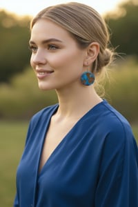Image 4 of Yin Yang Cat Wood Round Earrings