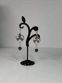 Image 1 of Celtic Spiral Earrings with Hematite