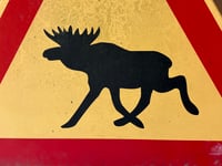 Image 2 of Vintage (mid-20th Century) Swedish (Cast Aluminum) Moose Crossing Warning Sign