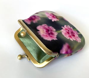 Image of Thrift flowers, velvet kisslock coin purse with plant-dyed lining