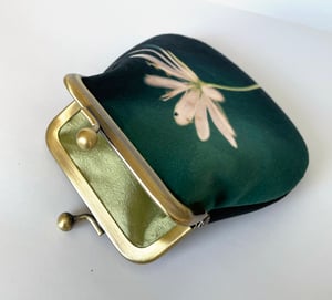 Image of Stitchwort flower, velvet kisslock coin purse with silk plant-dyed lining