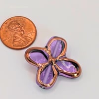 Image 2 of Lavender Mist Czech Glass Flower Bead 25mm, Copper Framed Lampwork Style