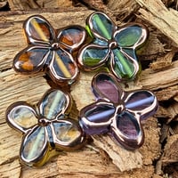 Image 4 of Lavender Mist Czech Glass Flower Bead 25mm, Copper Framed Lampwork Style