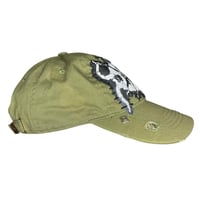 Image 4 of distressed khaki green hat