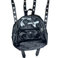 Image 1 of black faux leather mini backpack