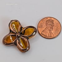 Image 3 of Sunset Amber Czech Glass Flower Bead 25mm, Copper Framed Lampwork Style