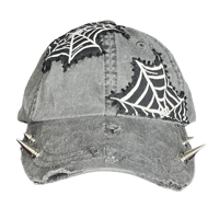 Image 1 of intentionally distressed stonewashed black jean hat