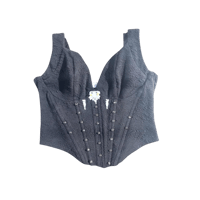 Image 1 of black wired corset crop top