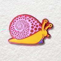 Image 1 of Snail Enamel Pin in Pink and Gold with Swirling Shell