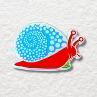 Image 1 of Snail Enamel Pin in White Dyed Plating with Swirling Shell