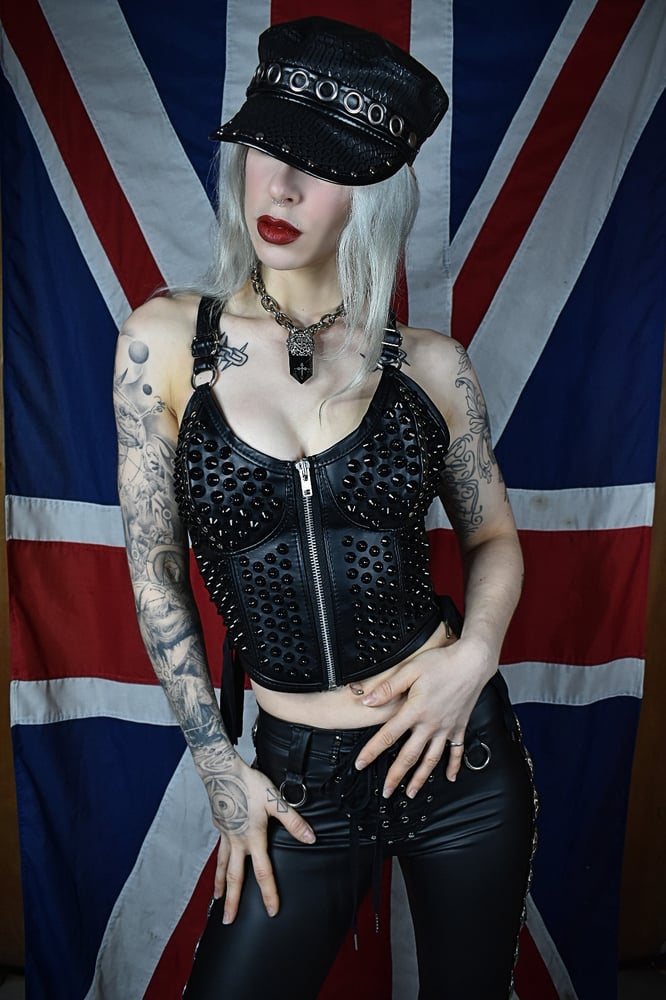 Image of READY TO SHIP: MULTISIZE BLACK STUDDED BUSTIERS