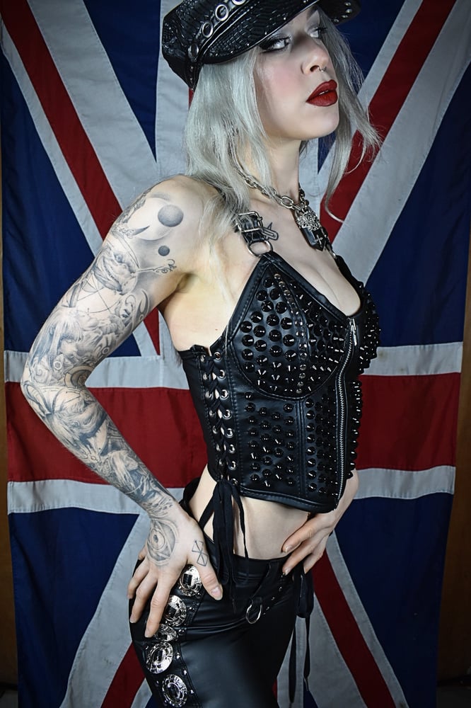 Image of READY TO SHIP: MULTISIZE BLACK STUDDED BUSTIERS