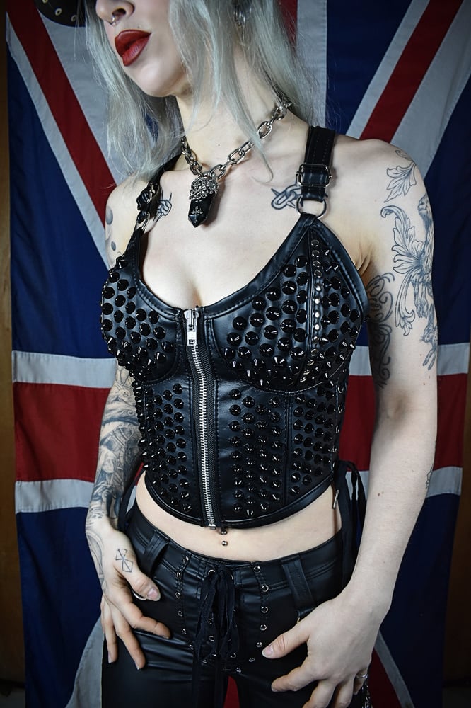 Image of READY TO SHIP: MULTISIZE BLACK STUDDED BUSTIERS