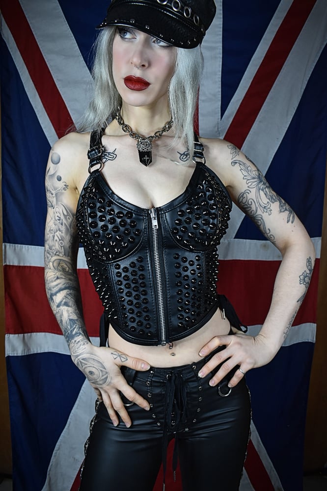 Image of READY TO SHIP: MULTISIZE BLACK STUDDED BUSTIERS