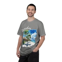 Image 3 of Paradise Beach T-Shirt — Tropical Palm Tree Vacation Graphic Tee