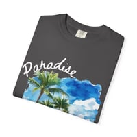 Image 4 of Paradise Beach T-Shirt — Tropical Palm Tree Vacation Graphic Tee