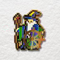 Image 1 of Blue Wizard Enamel Pin with Ship's Wheel: Bob's 1st Pin!