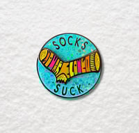 Image 1 of Socks Suck Spinner Enamel Pin – Funny Glitter Spinning Design