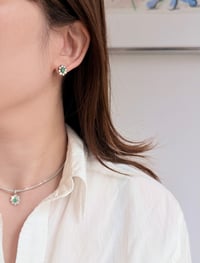 Image 5 of Emerald Halo Stud Earring