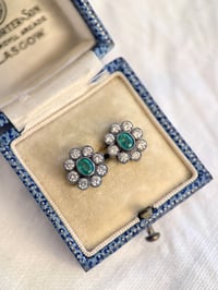 Image 2 of Emerald Halo Stud Earring