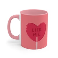 Image 1 of Heart Lollipop Accent Mug — 'Lick Me' Coffee Cup