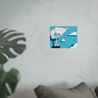 Image 2 of Head in the Clouds — Retro Surreal Portrait with Quote "How Do I Get the Moon to Notice Me Back"