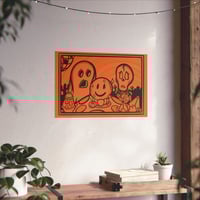 Image 3 of Spooky Trio Fine Art Poster — Retro Orange Ghost, Jack-o'-Lantern & Skull Print