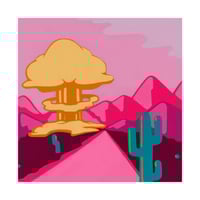 Image 1 of Neon Desert Explosion in Yellow Fine Art Poster — Retro Pop Landscape Print