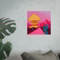 Image 2 of Neon Desert Explosion in Yellow Fine Art Poster — Retro Pop Landscape Print