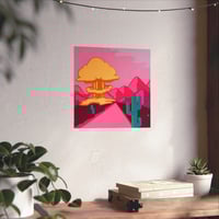 Image 3 of Neon Desert Explosion in Yellow Fine Art Poster — Retro Pop Landscape Print