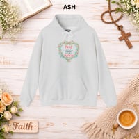Image 7 of Christian Hoodie - "Pray, Trust, Watch" Floral Heart Hoodie