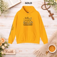 Image 4 of Faith Can Move Mountains Hoodie — Floral Cross Christian Hoodie