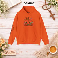 Image 5 of Faith Can Move Mountains Hoodie — Floral Cross Christian Hoodie