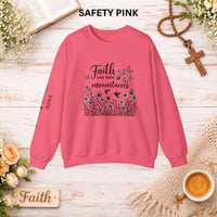 Image 3 of Faith Can Move Mountains Sweatshirt — Floral Cross Christian Crewneck