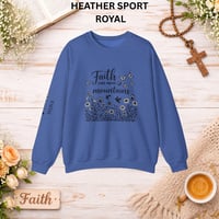 Image 6 of Faith Can Move Mountains Sweatshirt — Floral Cross Christian Crewneck